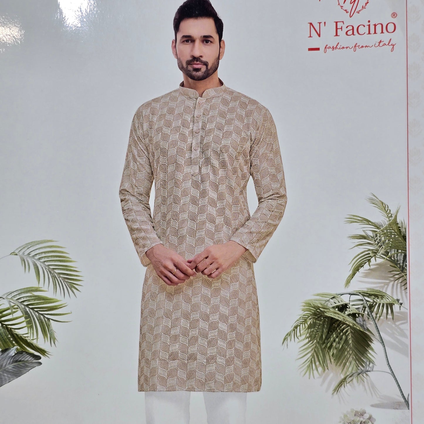 BIEGE EMBROIDRED KURTA FABRIC
