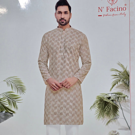 BIEGE EMBROIDRED KURTA FABRIC