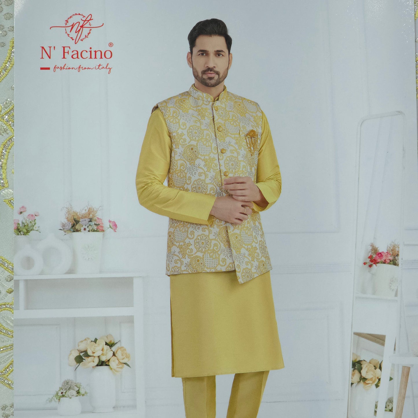 CREAM JACQUARD EMBROIDRED FABRIC