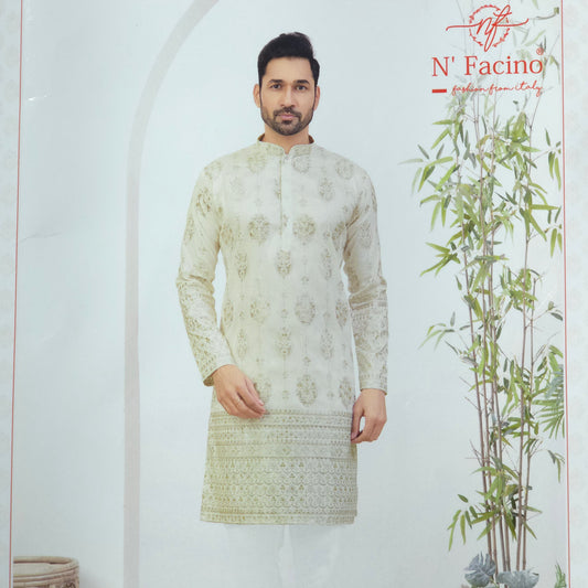 CREAM EMBROIDRED KURTA FABRIC