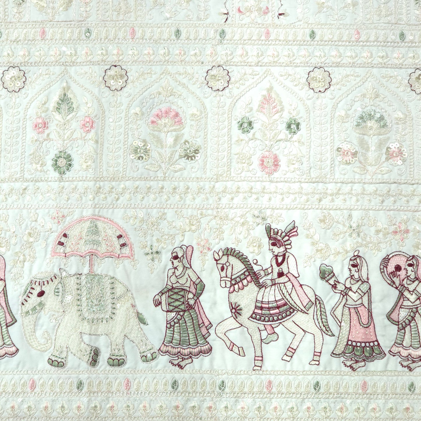 CREAM EMBROIDRED EHTNIC FABRIC