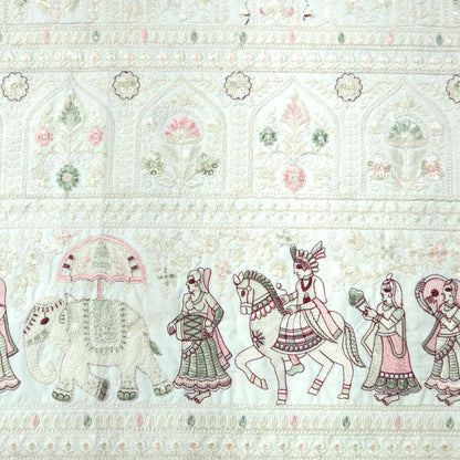 CREAM EMBROIDRED EHTNIC FABRIC