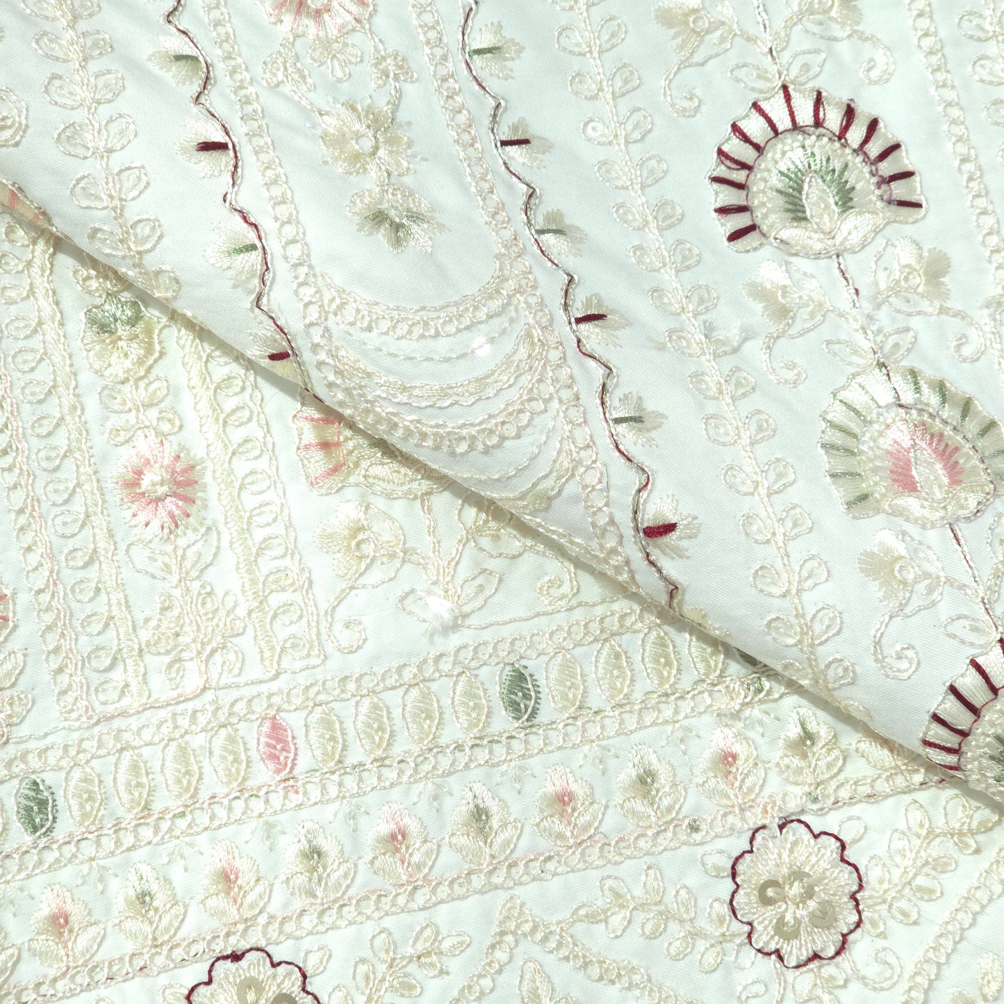 CREAM EMBROIDRED EHTNIC FABRIC