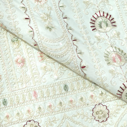 CREAM EMBROIDRED EHTNIC FABRIC