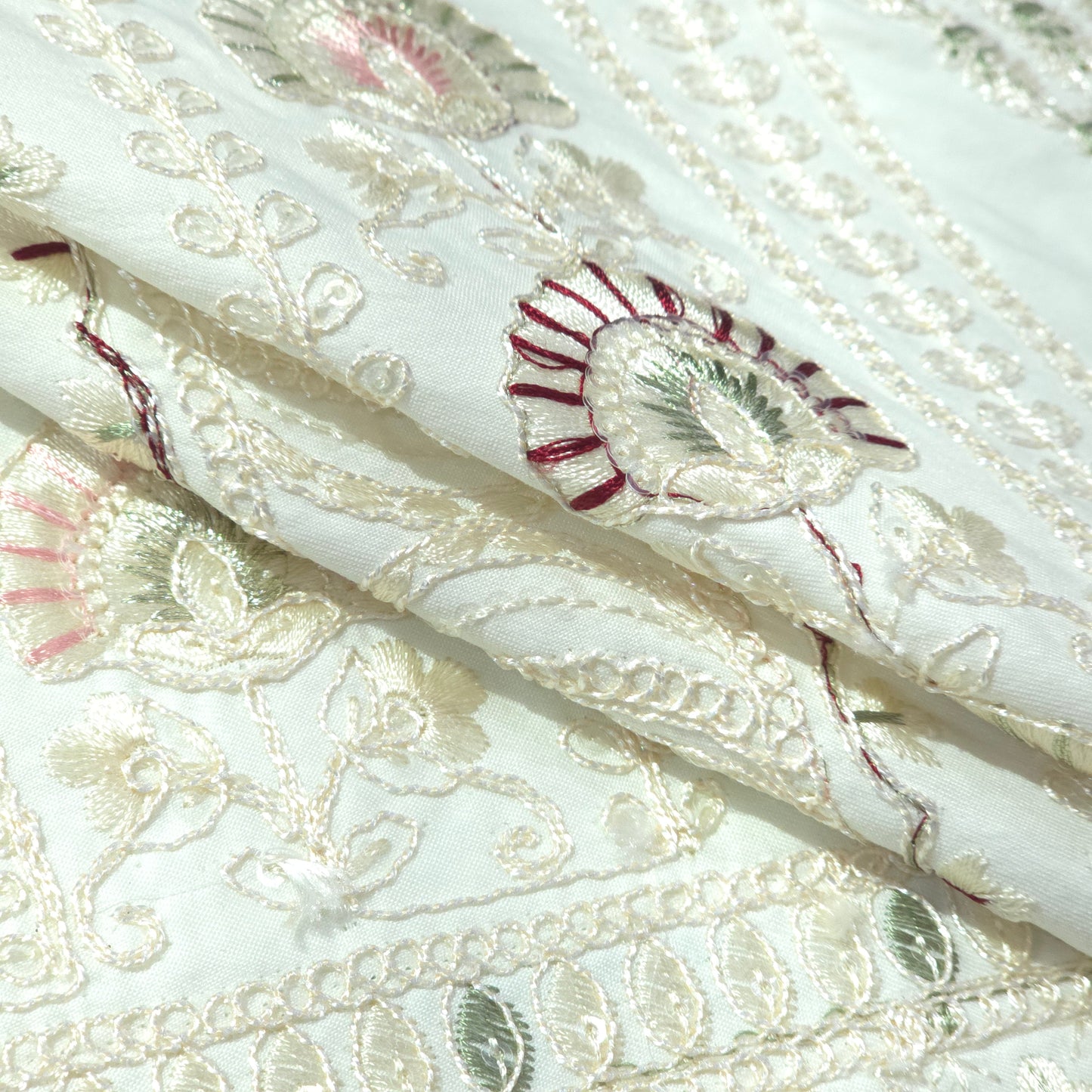 CREAM EMBROIDRED EHTNIC FABRIC
