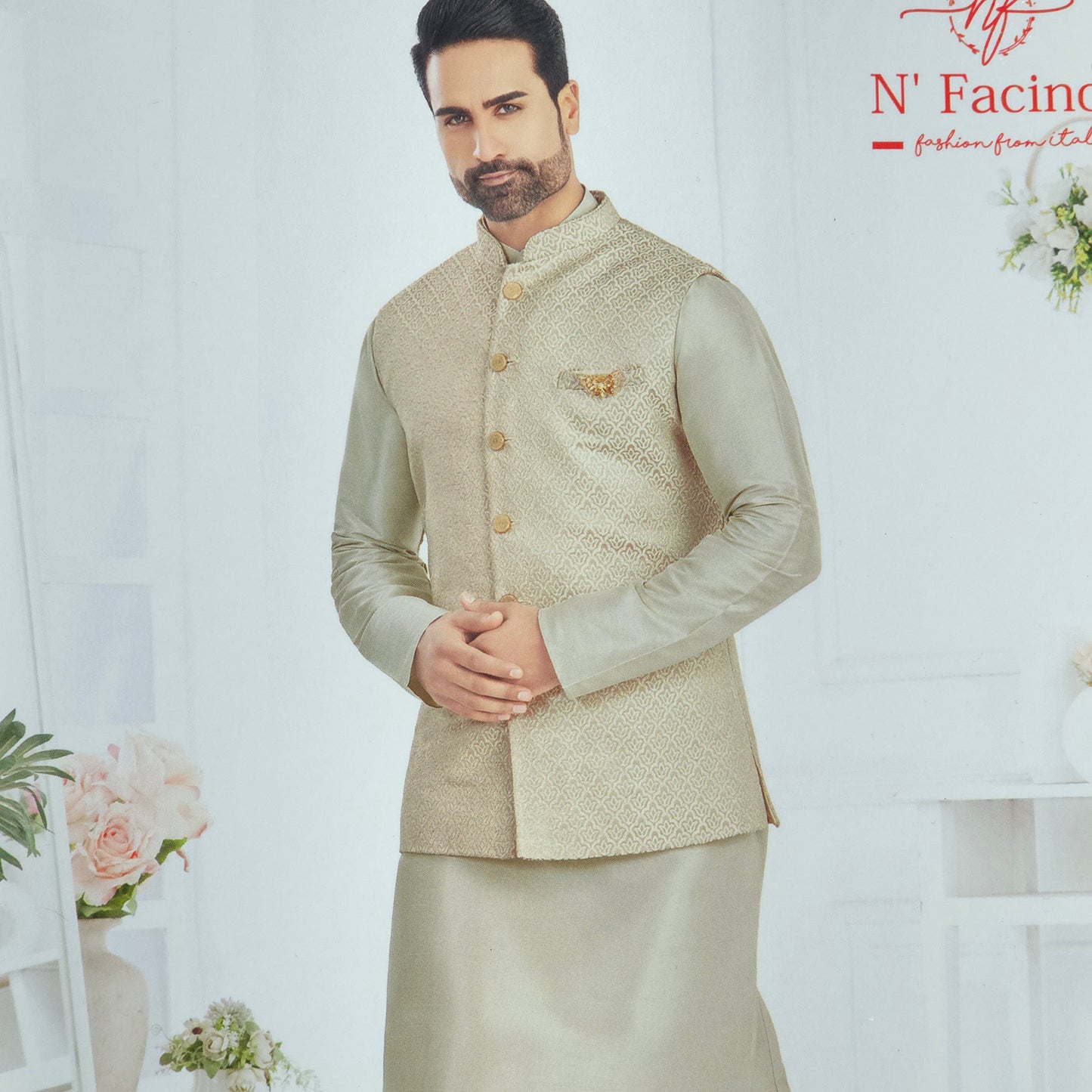 GREEN JACAUARD ETHNIC FABRIC