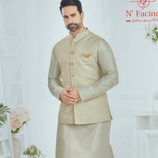 GREEN JACAUARD ETHNIC FABRIC