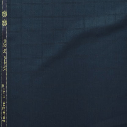 ABSOLUTO WOOL BLENDED BLUE CHECKS SUITING
