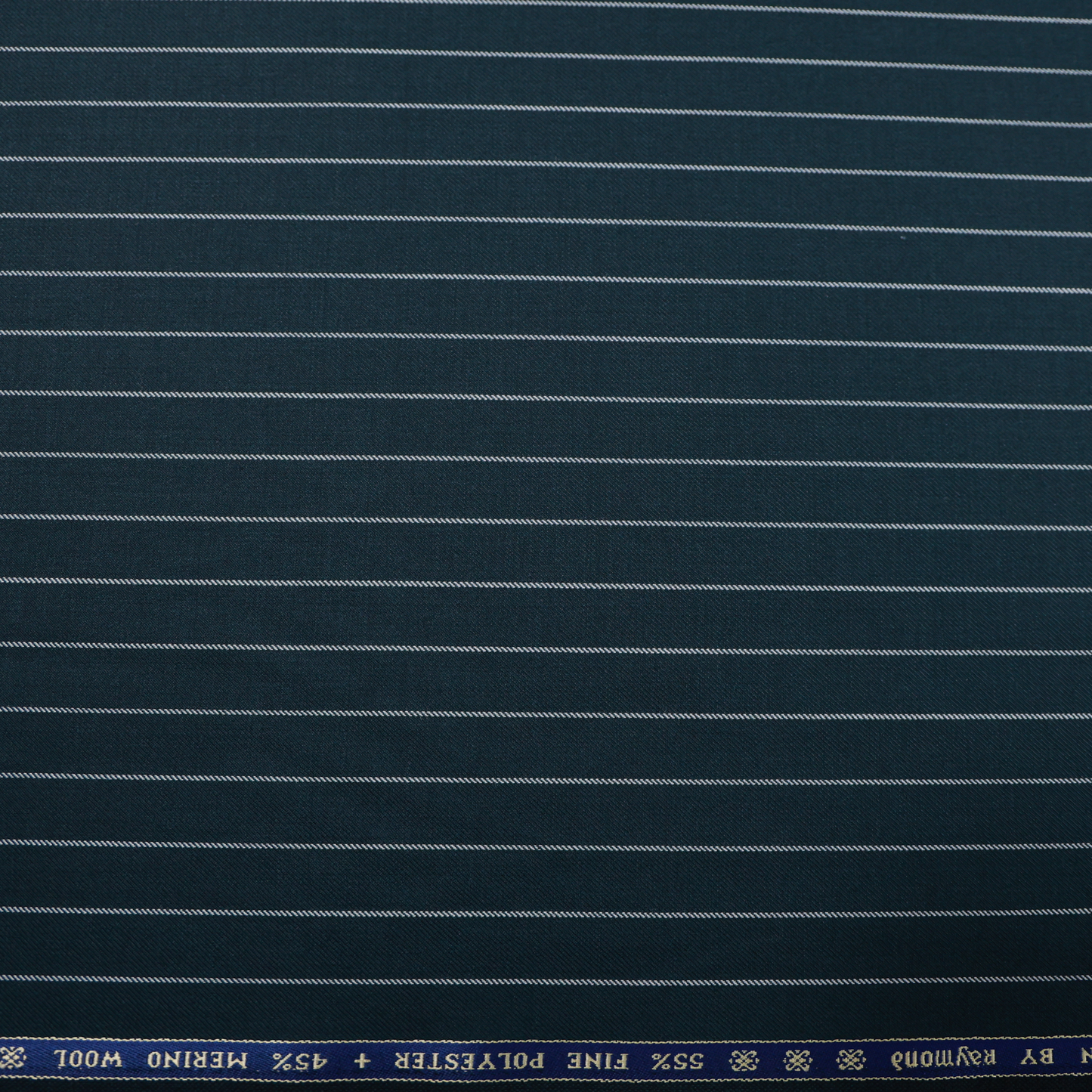 RAYMOND BRANSON GREEN STRIPE WOOL BLEND  SUITING
