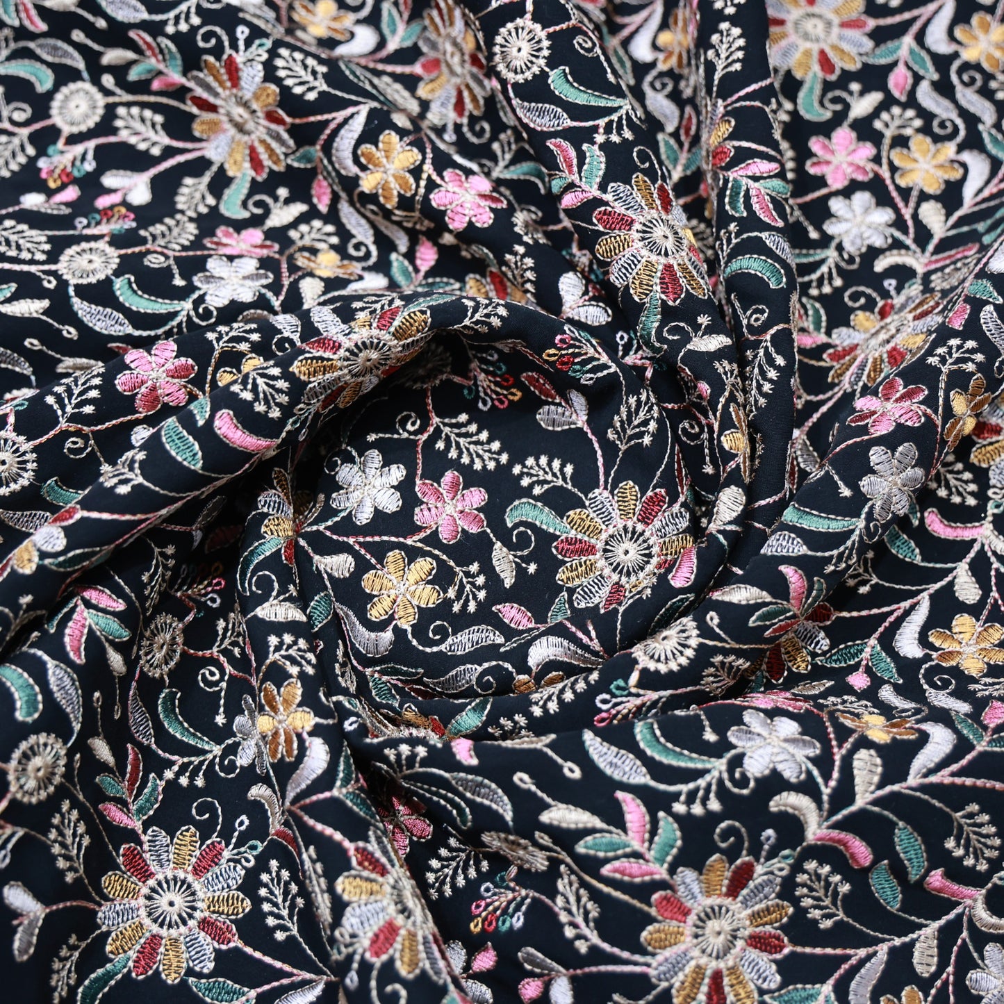 ABSOLUTO JAPANESE BLACK EMBROIDERD SHURG FABRIC