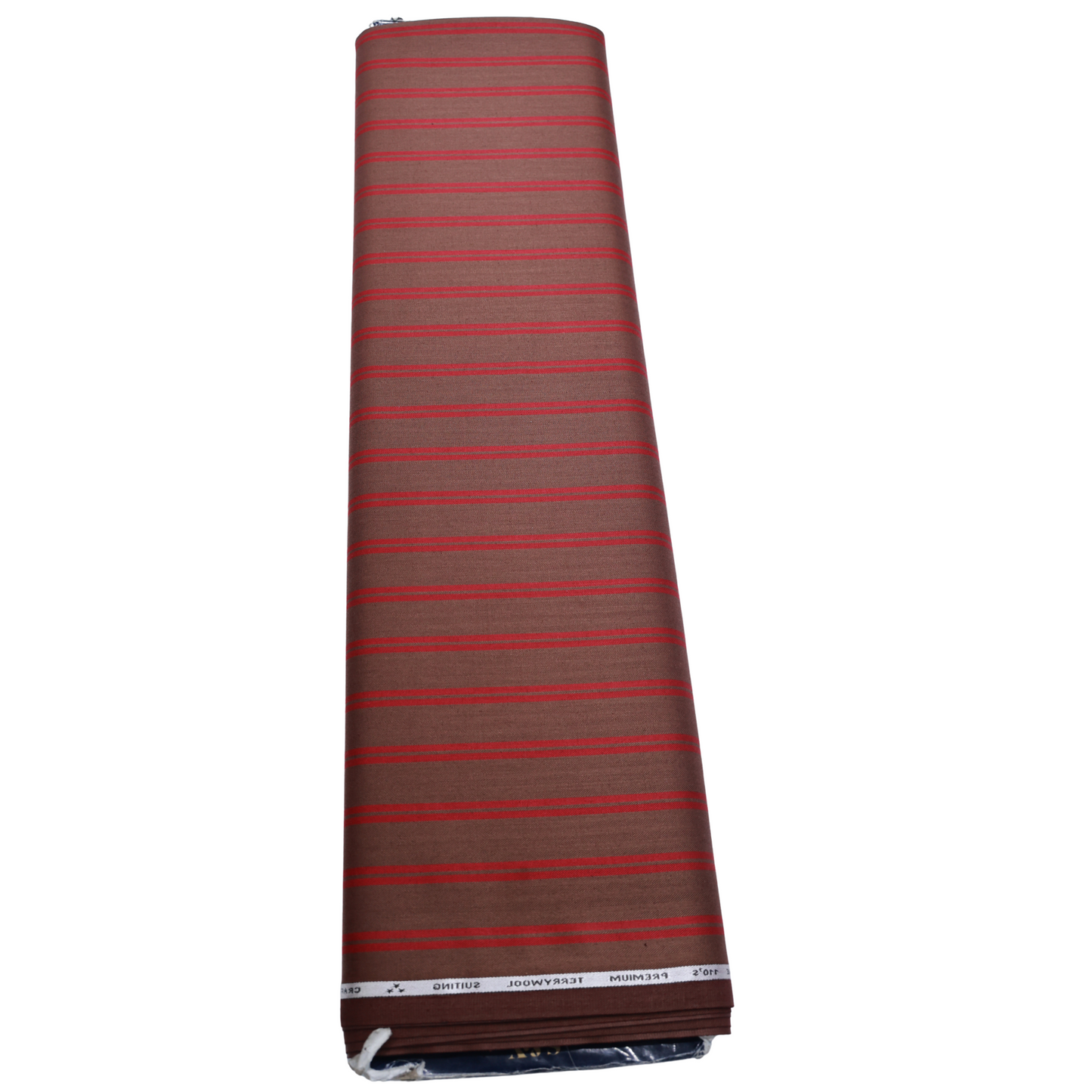 SAVILLE AND YOUNG BROWN STRIPED WOOL BLENDED SUITING FABRIC