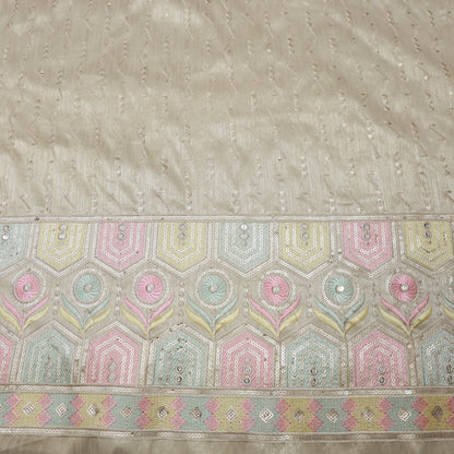 SILK BEIGE BASE WITH MULTICOLOR EMBROIDERED FABRIC
