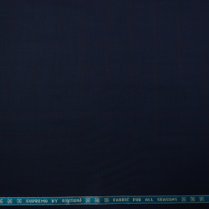 RAYMOND SUPREMO WOOL BLENDED BLUE WITH RED CHECKS SUITING