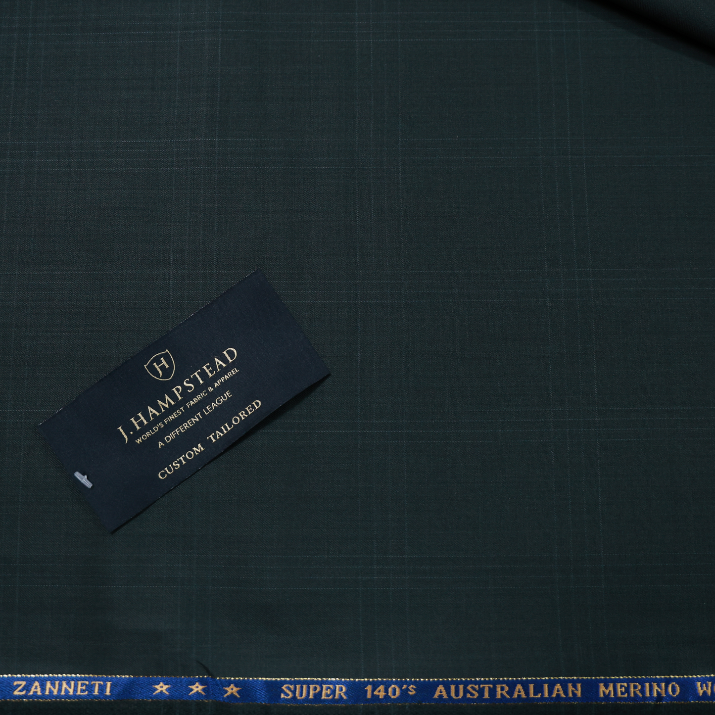 J HAMPSTEAD WOOL BLENDED GREEN CHECKS SUITING