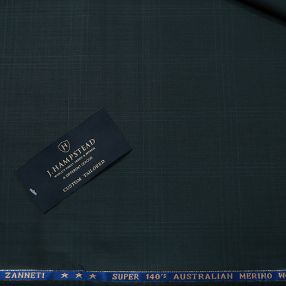 J HAMPSTEAD WOOL BLENDED GREEN CHECKS SUITING