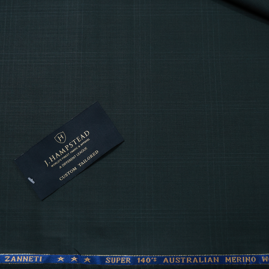 J HAMPSTEAD WOOL BLENDED GREEN CHECKS SUITING