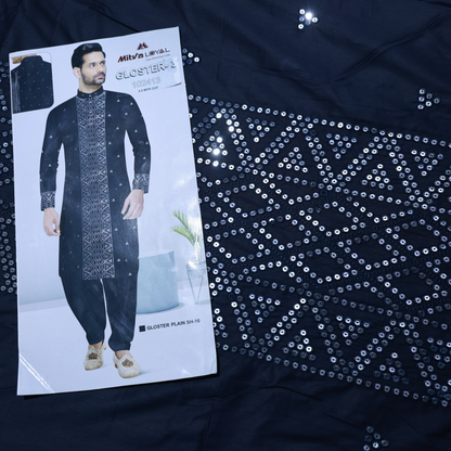 COTTON BLUE EMBROIDERD KURTA FABRIC