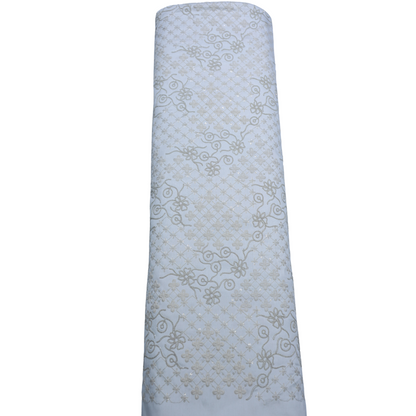 IVORY WITH GOLDEN EMROIDERED SHERWANI FABRIC