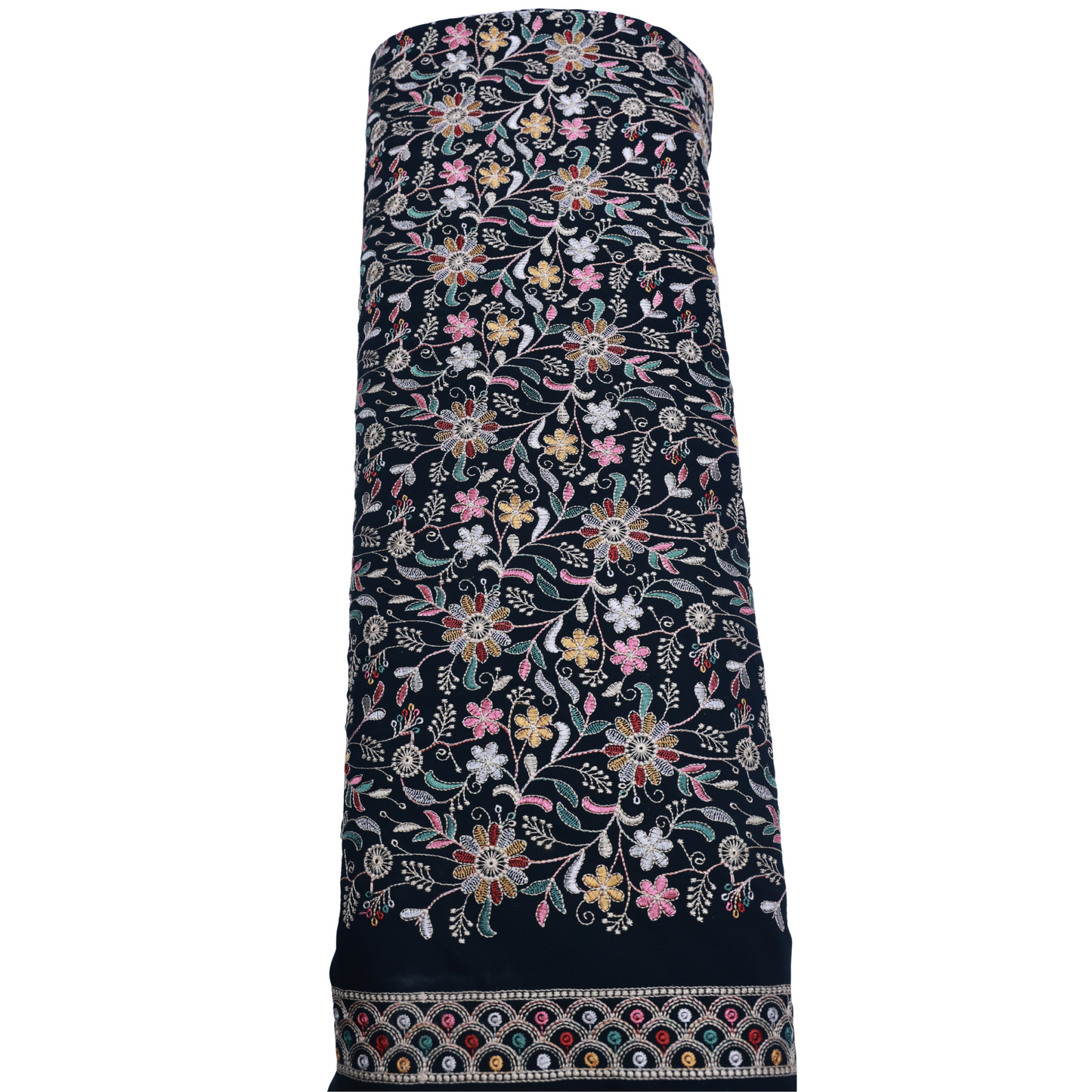 ABSOLUTO JAPANESE BLACK EMBROIDERD SHURG FABRIC