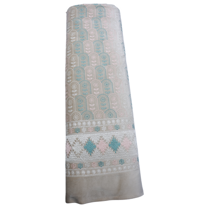 MITVA BEIGE EMBROIDERD VELVET FABRIC