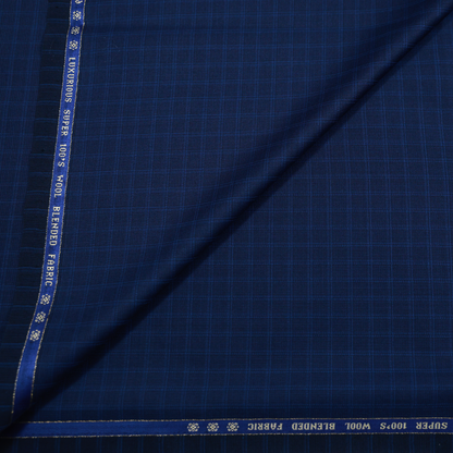 RAYMOND CARIMANTE WOOL BLENDED BLUE CHECKS SUITING