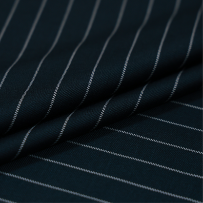 RAYMOND BRANSON GREEN STRIPE WOOL BLEND  SUITING