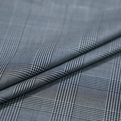 D&J WOOL BLENDED GREY CHECKS SUITING