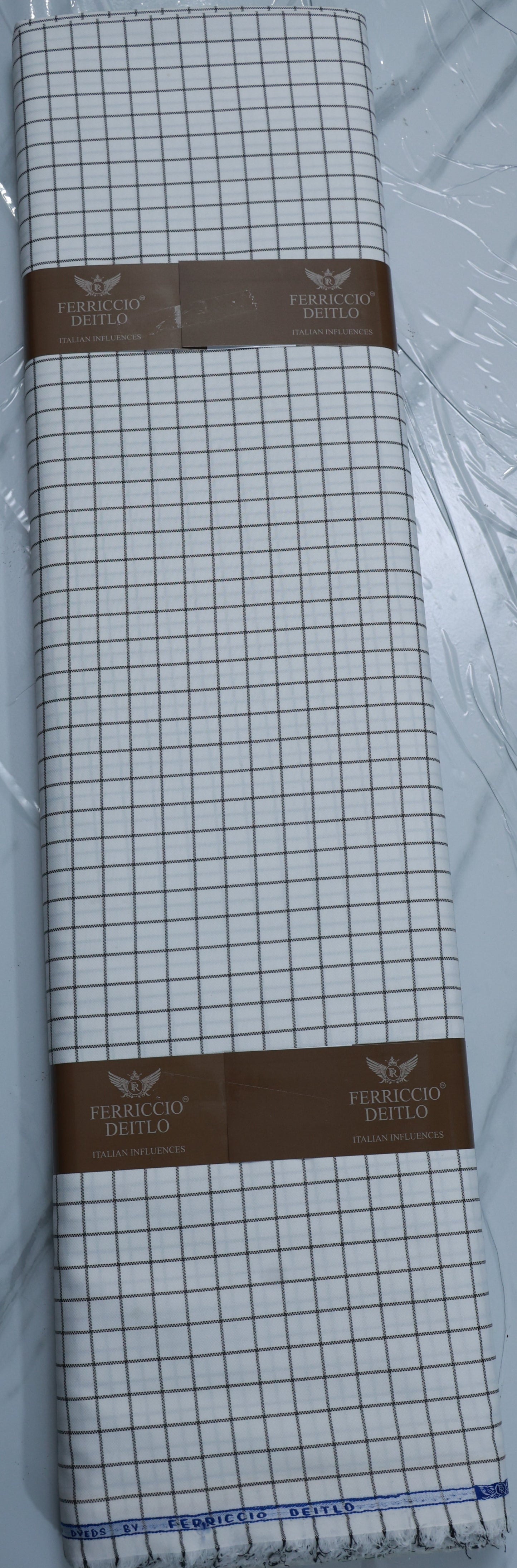 FERRICIO DEITLO PURE COTTON WHITE CHECKS SHIRTING
