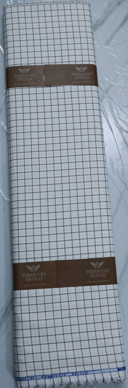 FERRICIO DEITLO PURE COTTON WHITE CHECKS SHIRTING