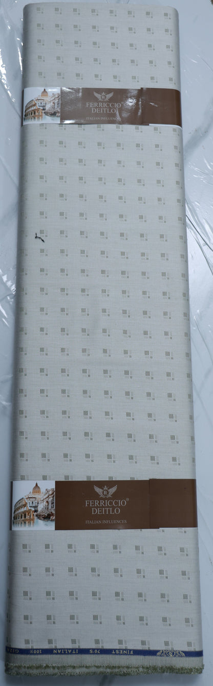 FERRICIO DEITLO GIZA COTTON BEIGE PRINTED SHIRTING