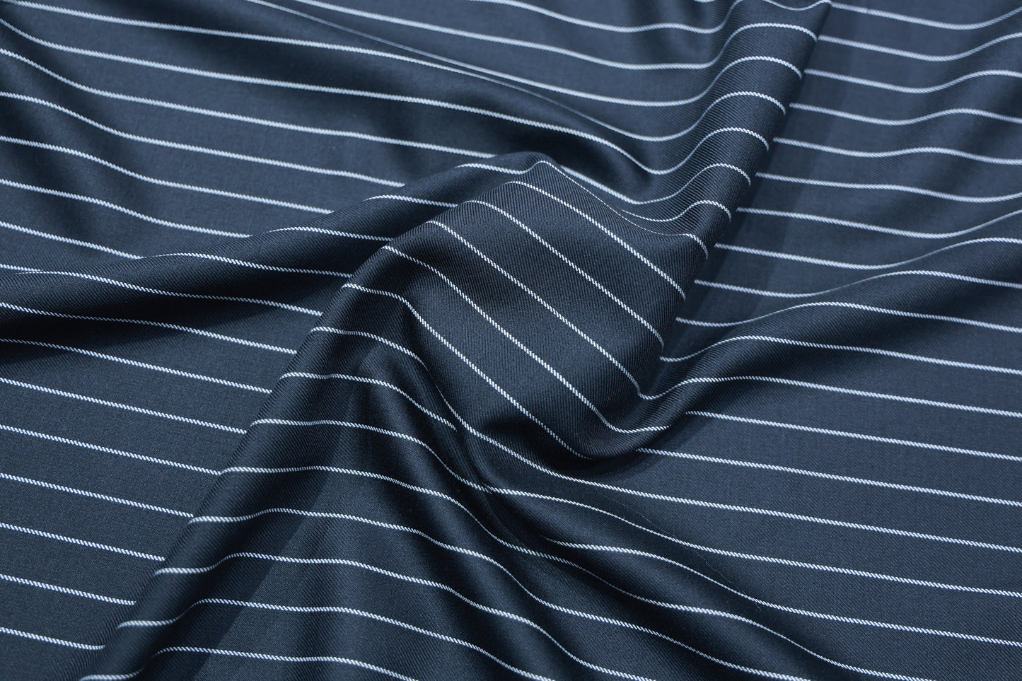 RAYMOND BRENSON BLACK WITH WHITE STRIP WOOL BLENDED SUITING