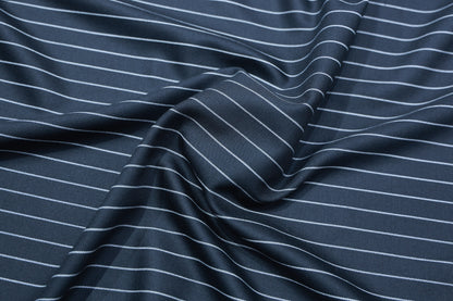 RAYMOND BRENSON BLACK WITH WHITE STRIP WOOL BLENDED SUITING