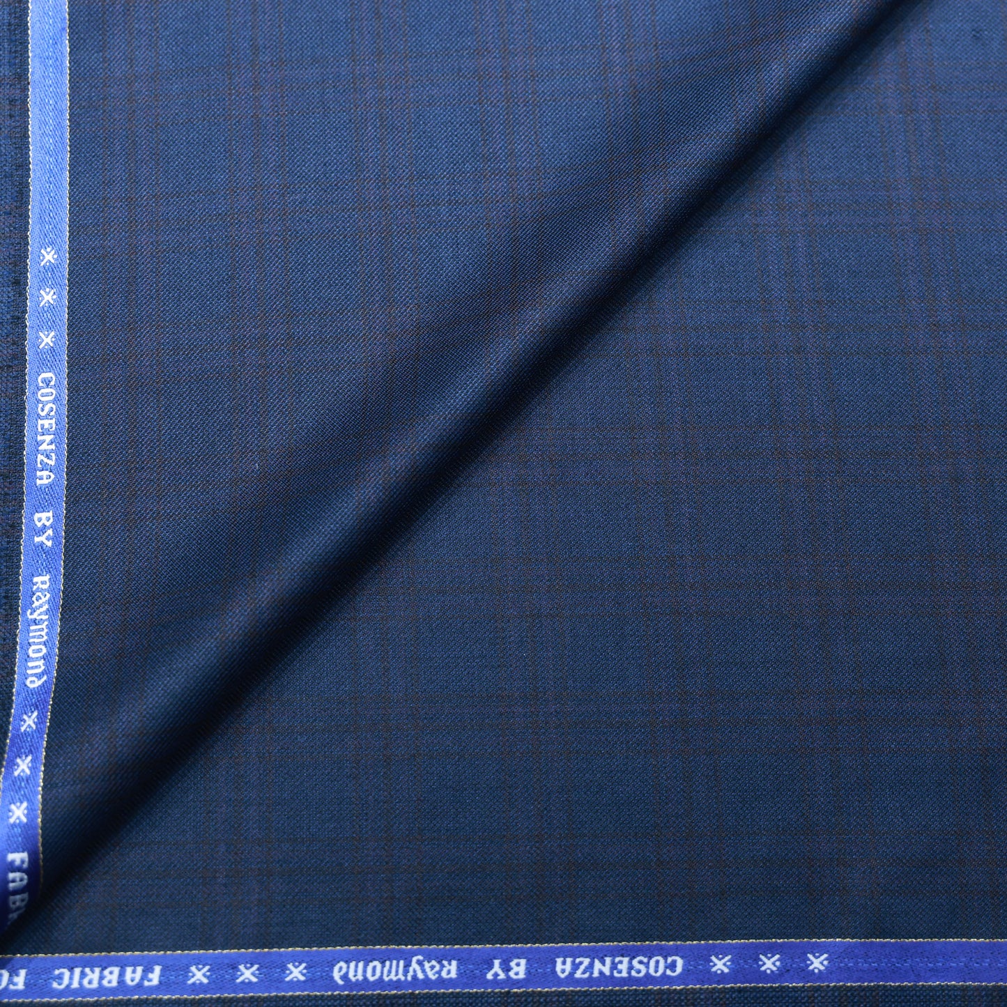 RAYMOND COSENZA NAVY BLUE WITH RED CHECKS WOOL BLENDED SUITING