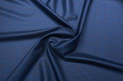 RAYMOND COSENZA NAVY BLUE WITH RED CHECKS WOOL BLENDED SUITING