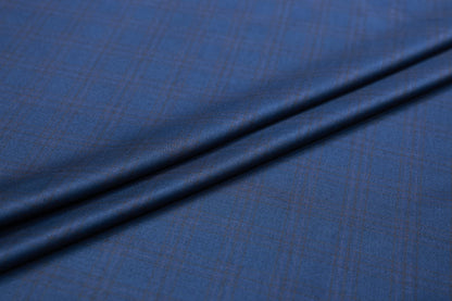 RAYMOND COSENZA NAVY BLUE WITH RED CHECKS WOOL BLENDED SUITING