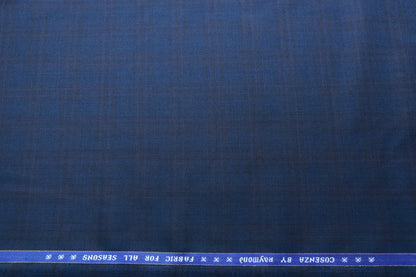 RAYMOND COSENZA NAVY BLUE WITH RED CHECKS WOOL BLENDED SUITING