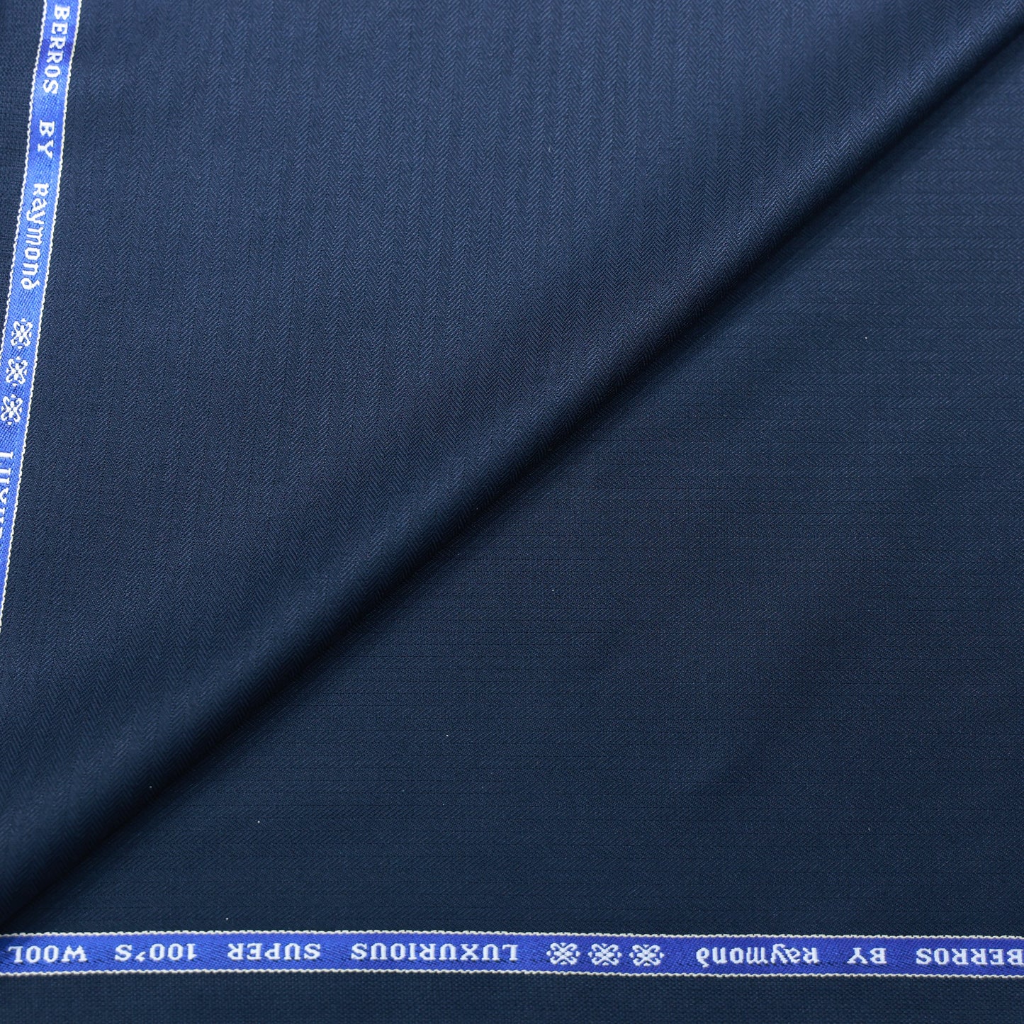 RAYMOND LA BERROS NAVY BLUE SELF WOOL BLENDED SUITING