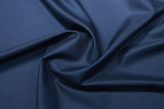 RAYMOND LA BERROS NAVY BLUE SELF WOOL BLENDED SUITING
