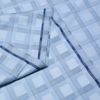 FERRICIO DEITLO 100% COTTON BLUE CHECKS FABRIC