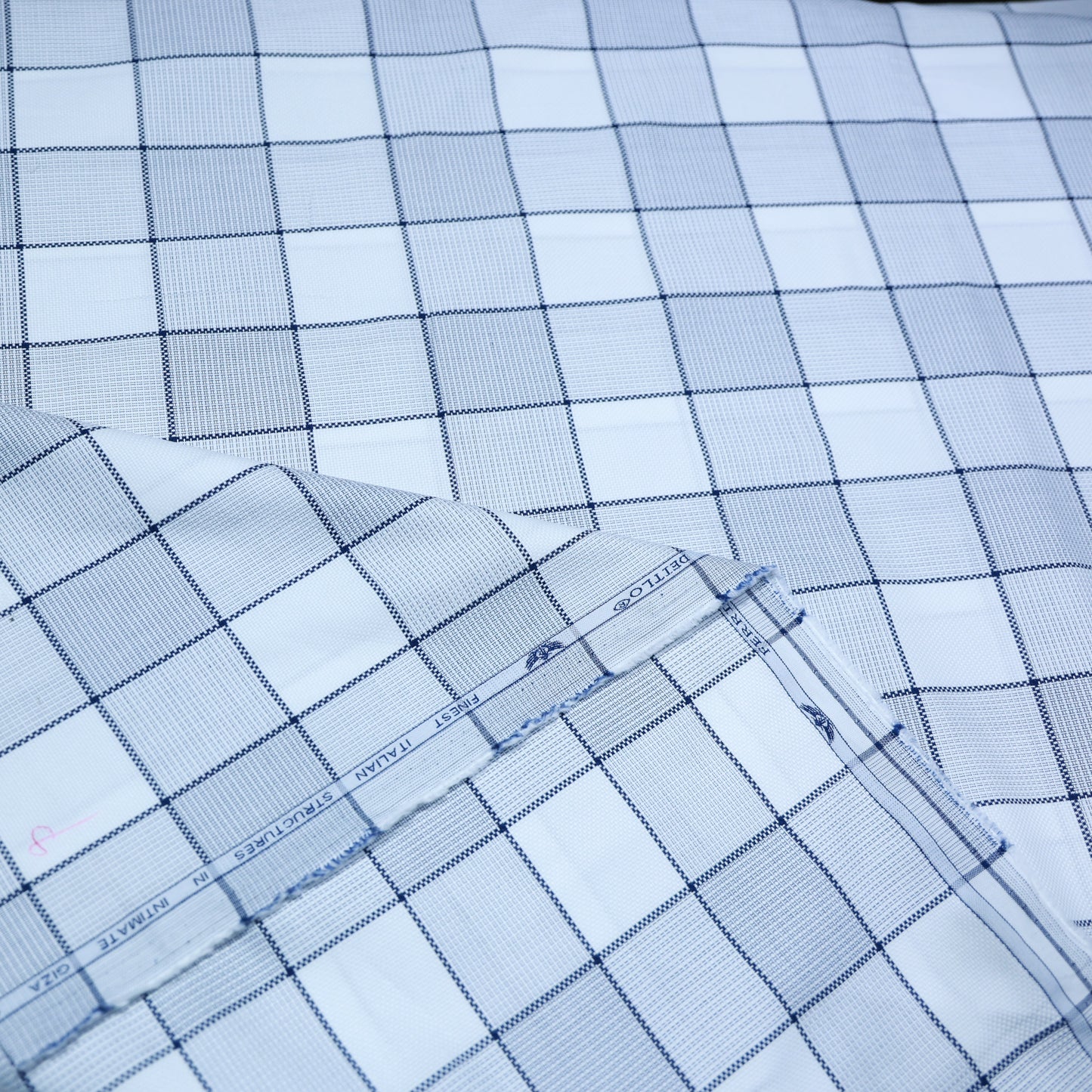 FERRICIO DEITLOWHITE CHECKS PURE COTTON SHIRTING FABRIC
