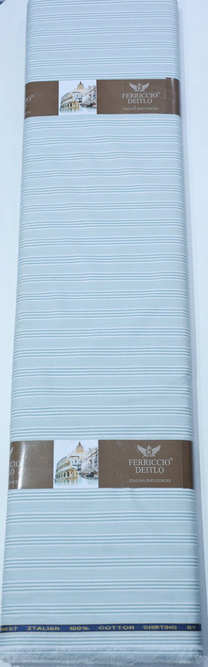 FERRICIO DEITLO LIGHT GREY STRIPED SHIRTING FABRIC