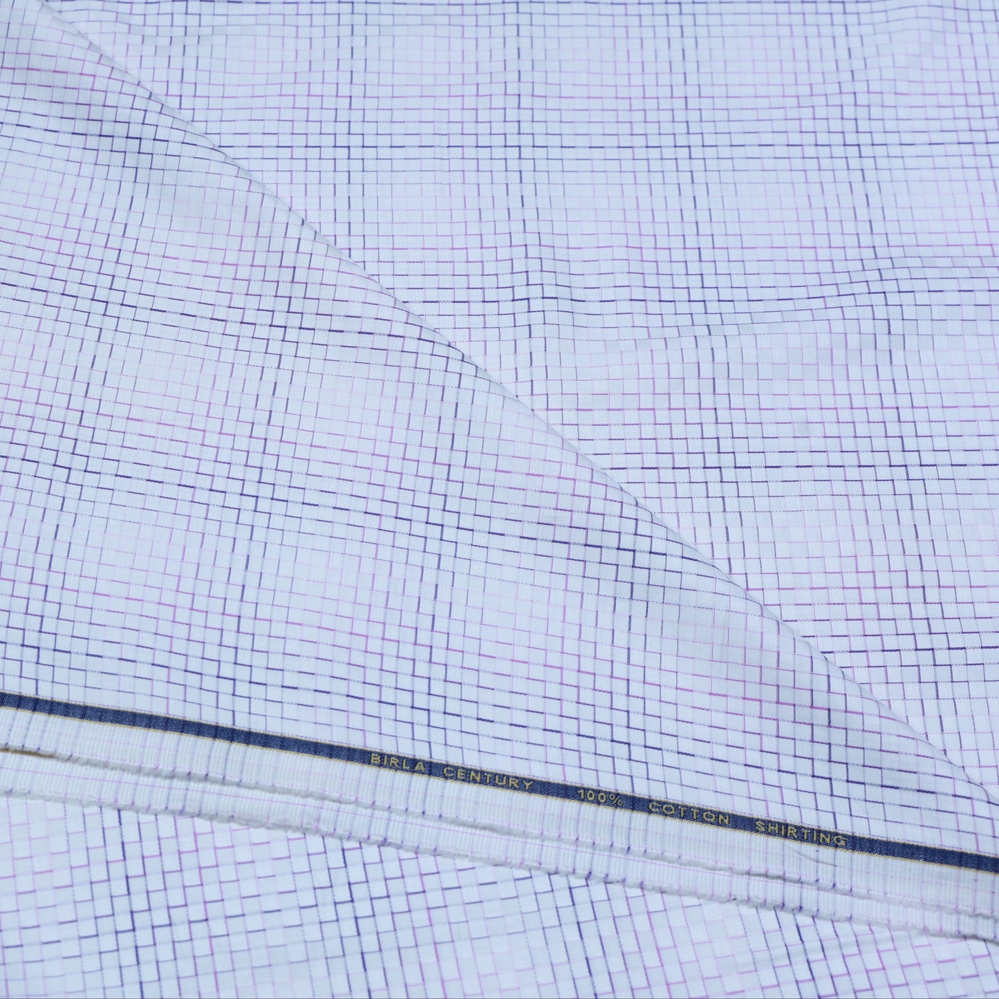 BIRLA CENTUARY PURE COTTON WHITE BLUE CHECK SHIRTING