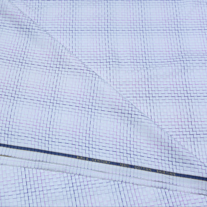 BIRLA CENTUARY PURE COTTON WHITE BLUE CHECK SHIRTING