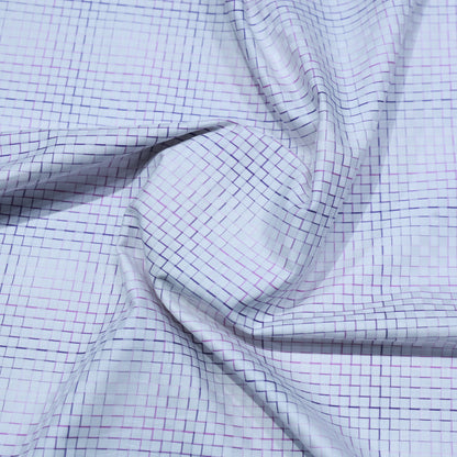 BIRLA CENTUARY PURE COTTON WHITE BLUE CHECK SHIRTING