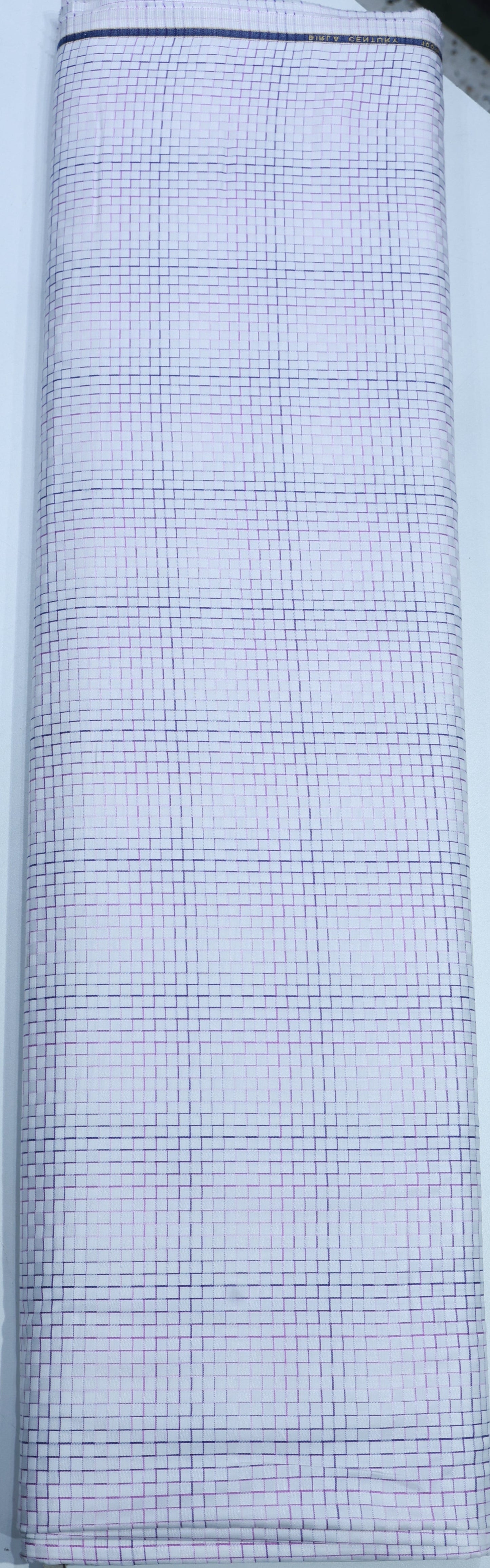 BIRLA CENTUARY PURE COTTON WHITE BLUE CHECK SHIRTING