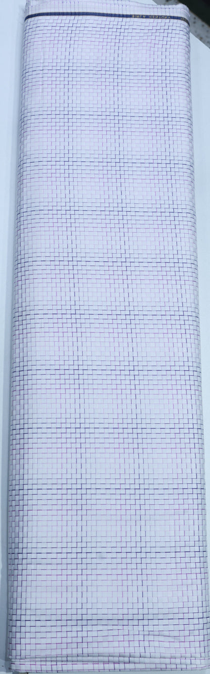 BIRLA CENTUARY PURE COTTON WHITE BLUE CHECK SHIRTING