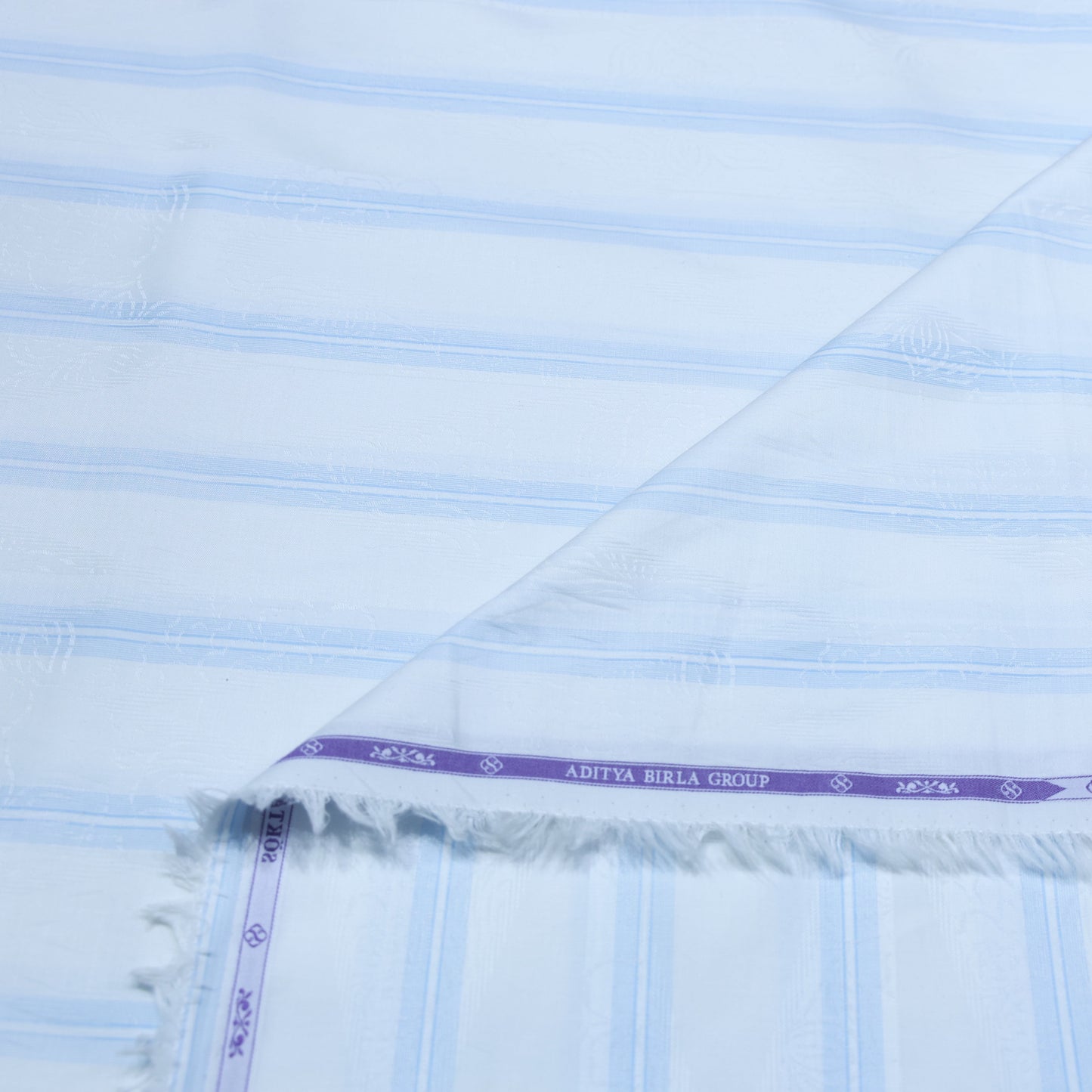 SOKTAS PURE COTTON WHITE PRINTED STRIPE SHIRTING