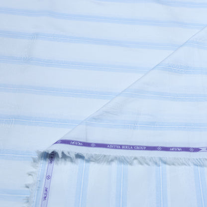 SOKTAS PURE COTTON WHITE PRINTED STRIPE SHIRTING