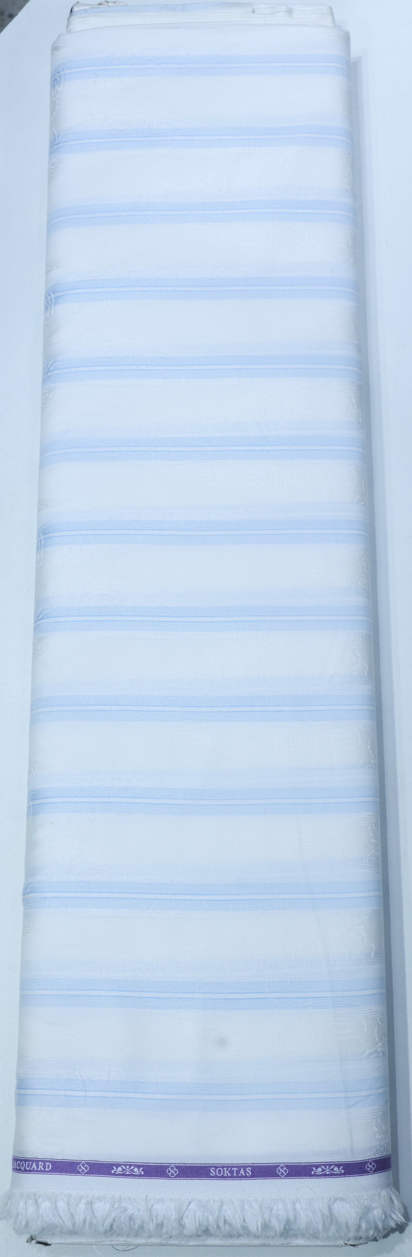 SOKTAS PURE COTTON WHITE PRINTED STRIPE SHIRTING