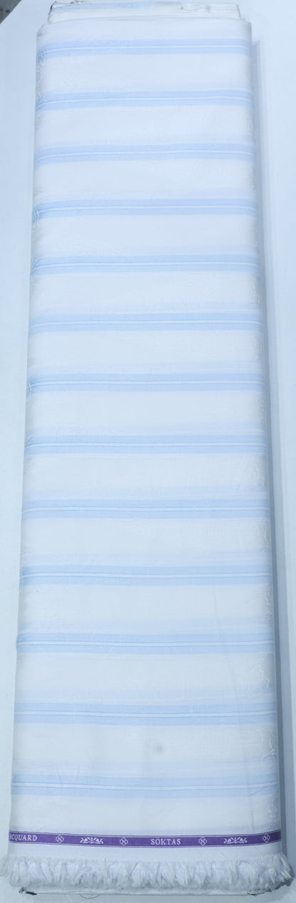 SOKTAS PURE COTTON WHITE PRINTED STRIPE SHIRTING